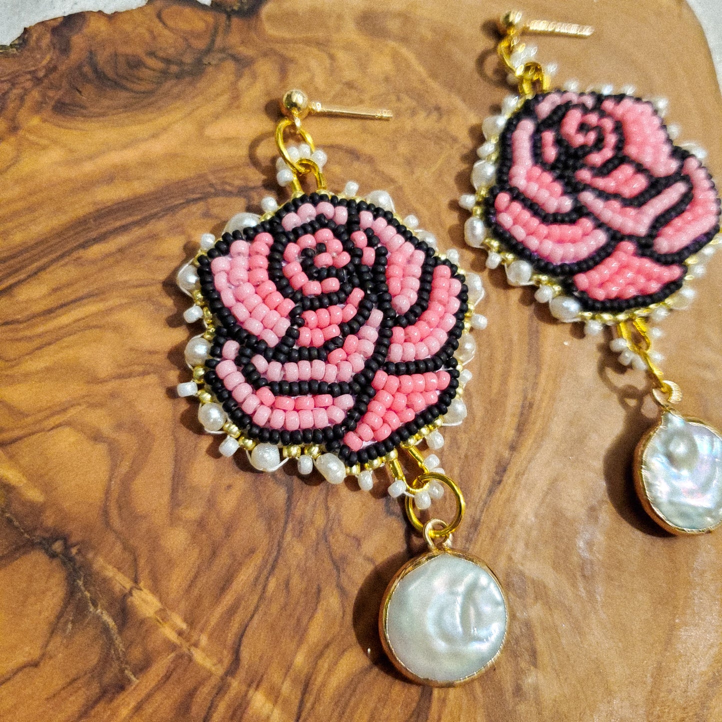 Rose & Pearl Earrings