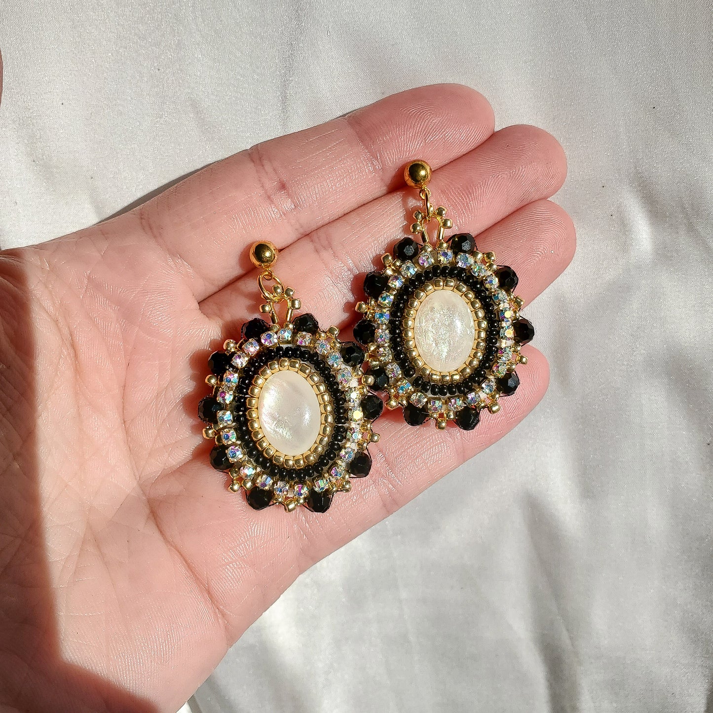 Beaded Earrings | Black & Gold